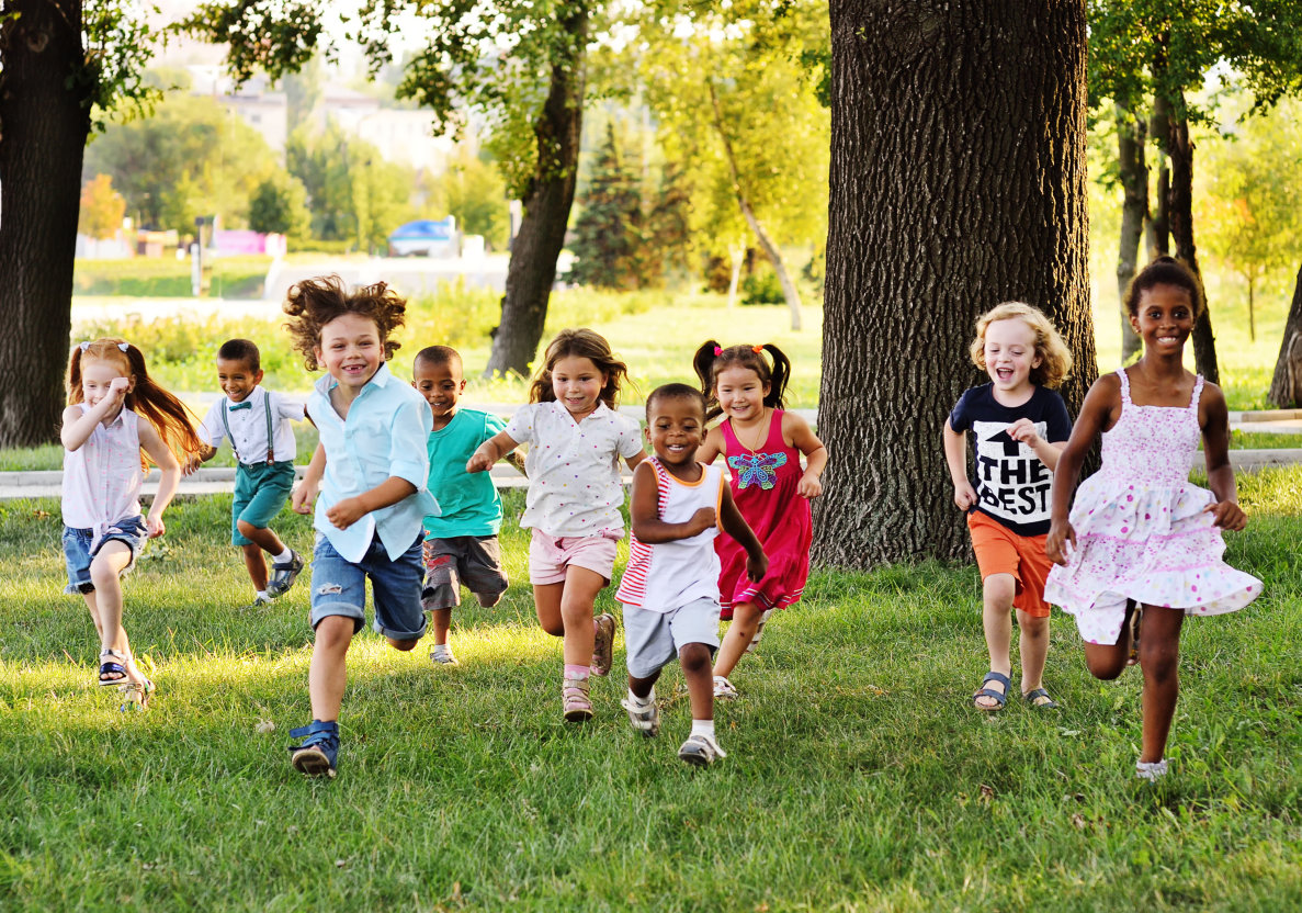 children running on yard